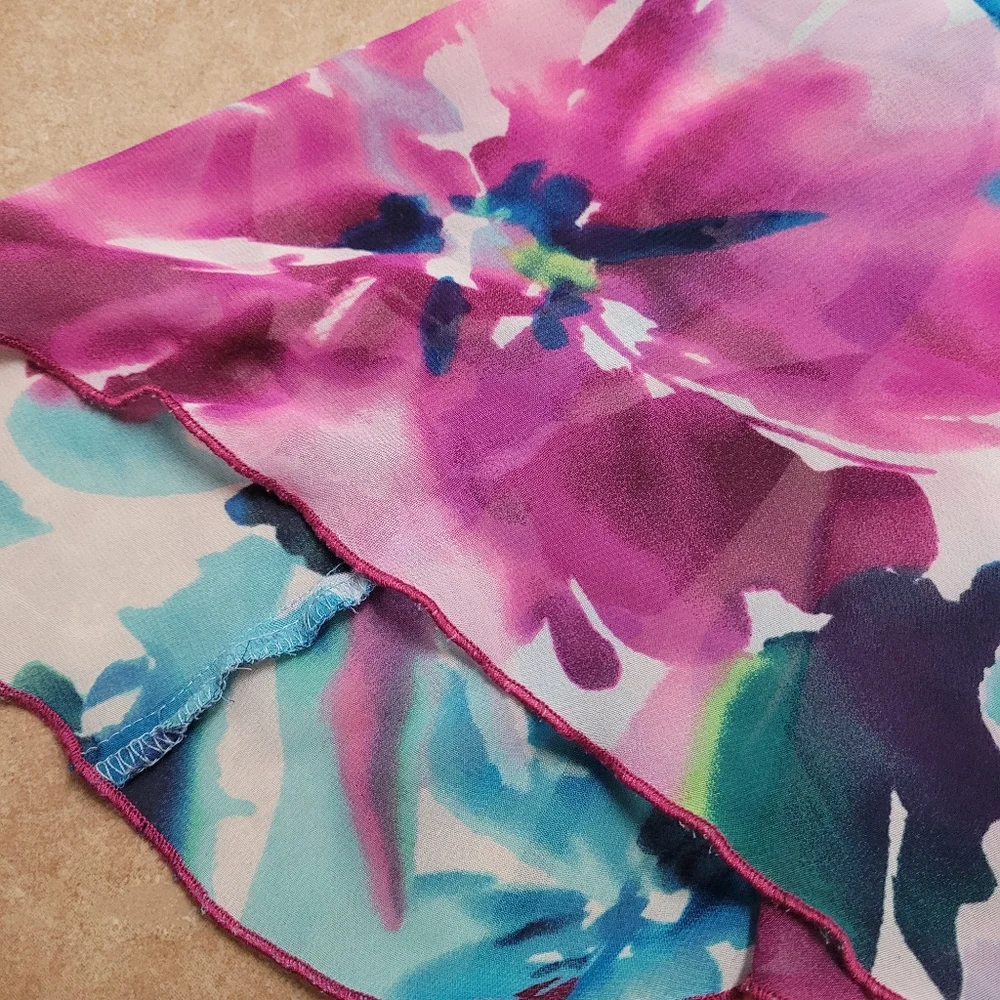 In bloom Purple Blue Floral Sheer Ruffle Nightgown